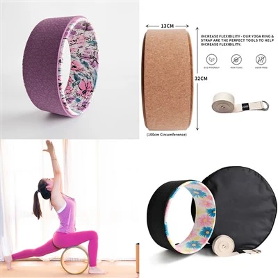Fornecimento de fábrica ABS mais TPE ou PP mais TPE ou cortiça Equipamento de pilates Voltar Roda de ioga de cortiça de madeira ECO Roda de ioga de cortiça TPE OEM